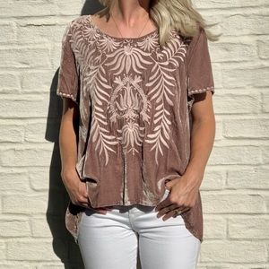 Johnny Was Embroidered Velvet Top NWOT